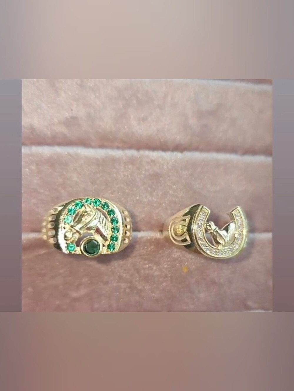 Sterling SILVER Gold Horse and Horseshoe MEN RING SIZE 10